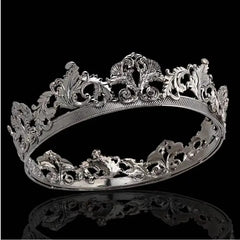 Elegant Regal Stone Silver Men's Crown