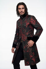 Black and Red Brocade Men's Pirate Coat