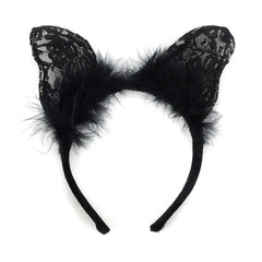 Marabou Feather and Lace Headband