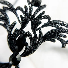 Intricate Black Crystal Masquerade Mask