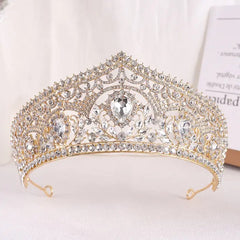 Divine Round Pointed Gold Crown with Clear Center Gem
