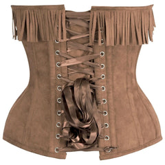 Top Drawer Fringe Suede Steel Boned Overbust Corset