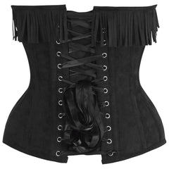 Top Drawer Fringe Suede Steel Boned Overbust Corset