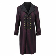Steampunk Men's Long Purple and Black Striped Jacket