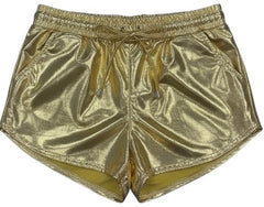 Metallic Stretchy Drawstring Shorts