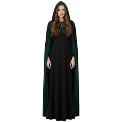 Hooded Green Velvet Cloak