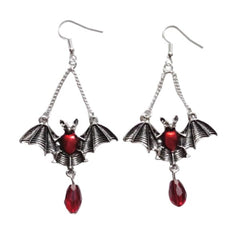 Red Jewelled Bat Earrings
