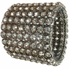 Silver 8 Row Rhinestone Stretchy Bracelet