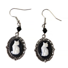 3D Cat Cameo Earrings