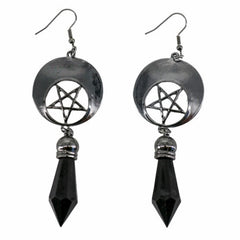Pentagram Star Black Crystal Earrings