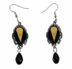 Vintage Cameo Bird Skull Earrings