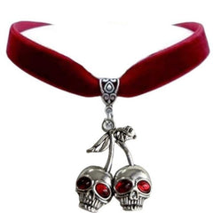 Skull Cherries Red Choker