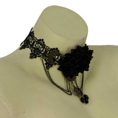 Black Rose Chained Lace Choker