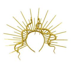 Double Serpent Gold Halo Headband Medusa Snake