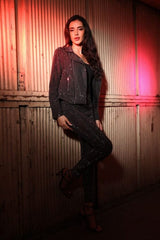 Edgy Black Rhinestone Stretchy Pants