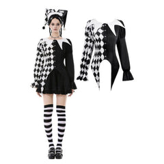 Lolita Harlequin Diamond Jester Pattern Shirt