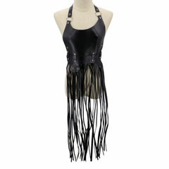 Leatherette Waterfall Belted Top