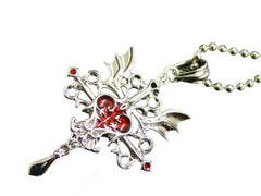 Cross Necklace with Heart Wings