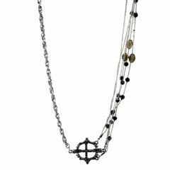Six Chain Beaded Cross Necklace