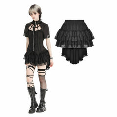 Black Detachable Train Fishtail Lace Miniskirt