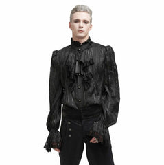 Modern Renaissance Gothic Pinstripe Ruffled Long Sleeve Shirt