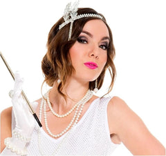 Silver Rhinestone Flapper Headpiece