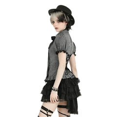Black Detachable Train Fishtail Lace Miniskirt