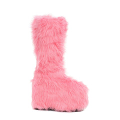 5" Black Faux Fur Platform Boots