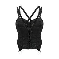 Ribbed Corset Top with Zipper and Straps