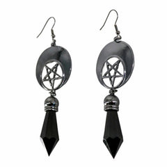 Pentagram Star Black Crystal Earrings