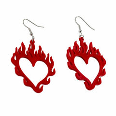 Heart Shaped Flaming Earrings