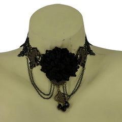 Black Rose Chained Lace Choker