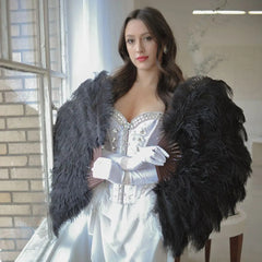 Black Ostrich Floss Fan