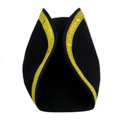 Gold Trim Black Bicorn Pirate Hat