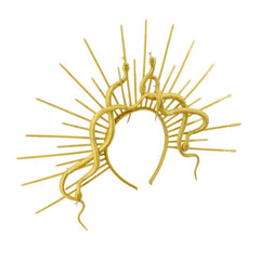 Double Serpent Gold Halo Headband Medusa Snake