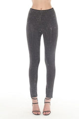 Edgy Black Rhinestone Stretchy Pants