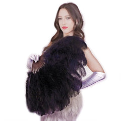 Black Ostrich Floss Fan