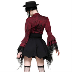 Red Distressed Frill Blouse