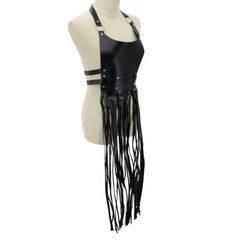 Leatherette Waterfall Belted Top