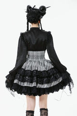 Noir Lolita Black and White High Waisted Tiered Skirt