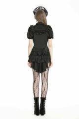 Black Detachable Train Fishtail Lace Miniskirt