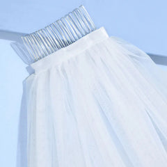 Feathered Tulle Bridal Veil