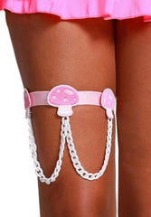 Pink Power Mushroom Chained Leg Garter