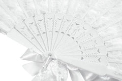 Elegant White Rose Lace Fan
