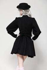 Gothic Black & White Victorian Puff Sleeve Dress