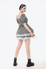 Noir Pinstripe Black and White Circus Dress