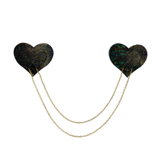 Shattered Disco Ball Heart Gold Chain Nipple Pasties