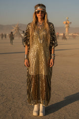 Gold and Black Sequin Kaftan Dress