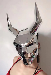 Long Horn Reflective Silver Mask