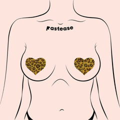 Love: Gold Glittering Cheetah Heart Nipple Pasties